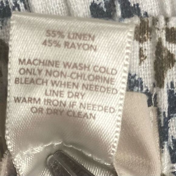 LOFT Women’s Linen Blend Mini Skirt Cream Blue Brown Size Small Diamond Print - Picture 6 of 8